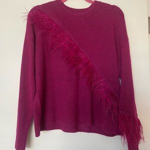 Design History Feather Trim Crew Sweater
